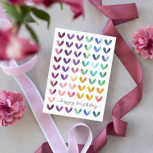 Gelukkige Verjaardag   de Harten van de Waterverf Feestdagen Kaart