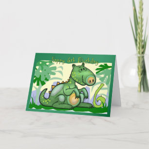 Gelukkige Verjaardag Dinosaurus Kaart 6e Verjaarda