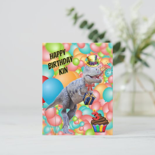 Gelukkige Verjaardag Dinosaurus! (tekst personalis Briefkaart (Staand voorkant)