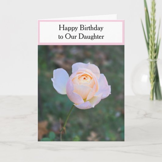 Gelukkige verjaardag dochter pastel roze rozen kaart (Voorkant)