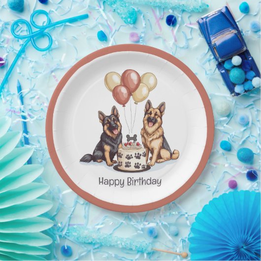 Gelukkige Verjaardag Duitse Herdershonden Verjaard Papieren Bordje (Feest)