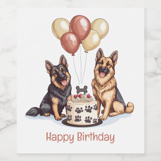 Gelukkige Verjaardag Duitse Herdershonden Verjaard Wijn Etiket (Enkel label)