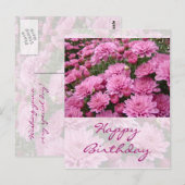 Gelukkige Verjaardag - Een Zee van Roze Chrysanten Briefkaart (Voorkant / Achterkant)