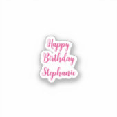 Gelukkige Verjaardag Eenvoudige Custom Naam Script Sticker (Voorkant)