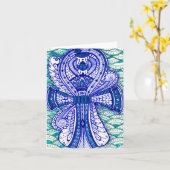 Gelukkige verjaardag Egyptische Scarabee Ankh Blan Kaart (Gele Bloem)