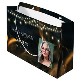 Gelukkige Verjaardag Elegant Black Party Modern Ch Groot Cadeauzakje