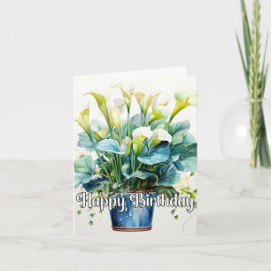 Gelukkige Verjaardag Elegante Calla Lelies Bloemen Kaart