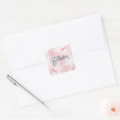 Gelukkige Verjaardag Elegante Roze Pastel Vierkante Sticker (Envelop)