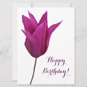 Gelukkige verjaardag elegante roze tulp minimalist feestdagenkaart