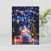 Gelukkige Verjaardag en Vrolijk Kerstfeest Feestdagenkaart (Staand voorkant)
