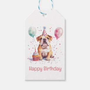 Gelukkige verjaardag Engelse Bulldog Cadeaulabel
