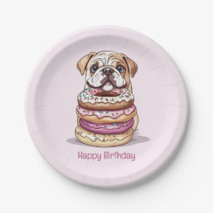 Gelukkige verjaardag Engelse Bulldogs Papieren Bordje