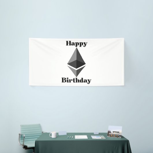 Gelukkige verjaardag Ethereum Icoon 4x8 Vinyl Bann Spandoek (Beurs)