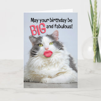 Gelukkige Verjaardag Fabulous Cat Met Grote Mensel Feestdagen Kaart