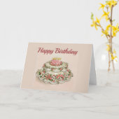 Gelukkige Verjaardag, Fancy Decorated Cake,  Kaart (Gele Bloem)