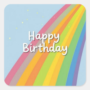 Gelukkige verjaardag Felicitatie & Kleurrijke Rege Vierkante Sticker