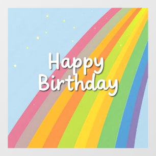 Gelukkige verjaardag Felicitatie Kleurrijke Regenb Raamsticker