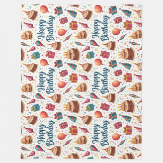 Gelukkige Verjaardag Fleece Deken met Ballonnen