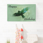 Gelukkige verjaardag Flying Black Crow Bomen Groen Spandoek (Insitu)