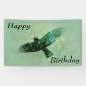 Gelukkige verjaardag Flying Black Crow Bomen Groen Spandoek (Horizontaal)