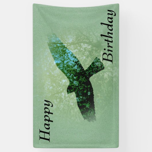Gelukkige verjaardag Flying Black Crow Bomen Groen Spandoek (Verticaal)