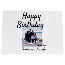 Gelukkige verjaardag foto familienaam elegante kla groot cadeauzakje