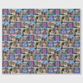 Gelukkige Verjaardag Fotocollage Elke Leeftijd Rod Cadeaupapier (Vlak)