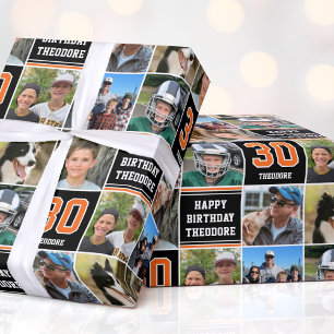 Gelukkige Verjaardag Fotocollage Elke Leeftijd Sin Cadeaupapier