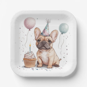 Gelukkige verjaardag Franse Bulldog Papieren Bordje