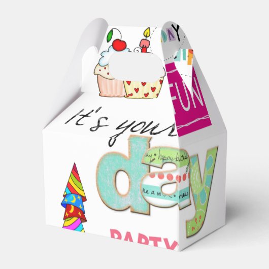 Gelukkige Verjaardag Gable Favor Box FUN Cupcake Bedankdoosjes (Achterkant)