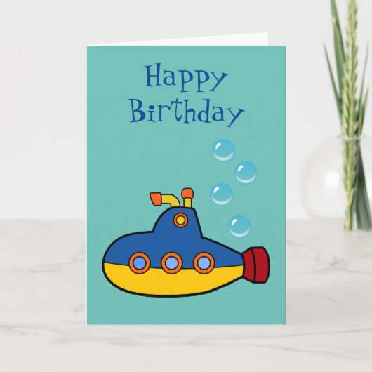 Gelukkige verjaardag - Gele en blauwe speelgoedond Kaart (Voorkant)
