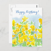 Gelukkige Verjaardag Gele Pansy Bloemen Viola's Briefkaart (Voorkant / Achterkant)