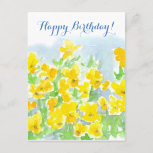 Gelukkige Verjaardag Gele Pansy Bloemen Viola's Briefkaart