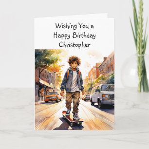 Gelukkige verjaardag gepersonaliseerd   skateboard kaart