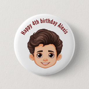 Gelukkige Verjaardag Gepersonaliseerde Naam Gezich Ronde Button 5,7 Cm