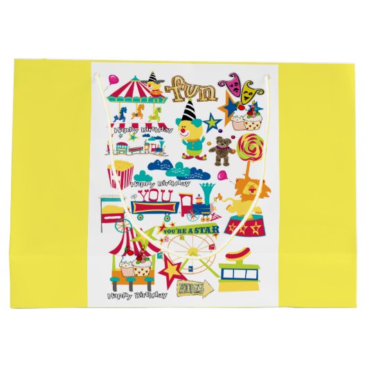 Gelukkige Verjaardag Gift Bag Carnaval Circus Groot Cadeauzakje (Achterkant)