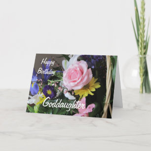 Gelukkige Verjaardag Goddochter-Roze Rose Bouquet Kaart
