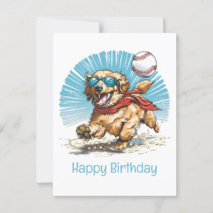Gelukkige verjaardag Golden Retriever speelt honkb Briefkaart