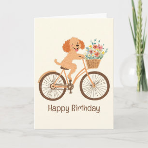 Gelukkige Verjaardag Goldendoodle Hond Fietsen Len Kaart