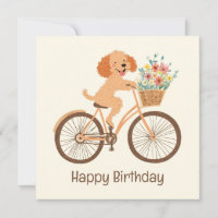Gelukkige Verjaardag Goldendoodle Hond Fietsen Len