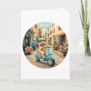 Gelukkige Verjaardag Goldendoodle Hond Riding Scoo Kaart