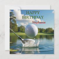 Gelukkige Verjaardag Golfbal Het raken van Water