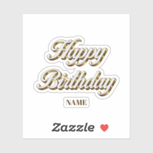 Gelukkige Verjaardag Goud Elegante Typografie Gift Sticker