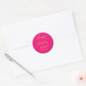 Gelukkige Verjaardag Goud Heet Roze Custom Naam Kl Ronde Sticker (Envelop)