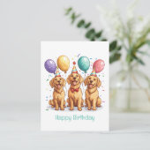 Gelukkige verjaardag Goud Retriever honden Briefkaart (Staand voorkant)