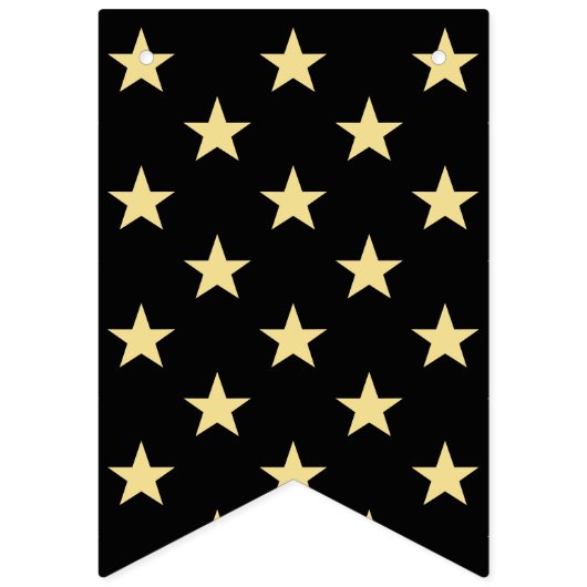 Gelukkige Verjaardag Goud Zwart Modern Elegant Dec Vlaggetjes (Eerste vlag)