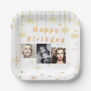 Gelukkige Verjaardag Gouden Glitter alle jaren Papieren Bordje