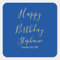 Gelukkige verjaardag Goudgeel Blauw Aangepaste naa