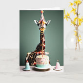 Gelukkige verjaardag grappig | GIRAFFE Kaart (Gele Bloem)