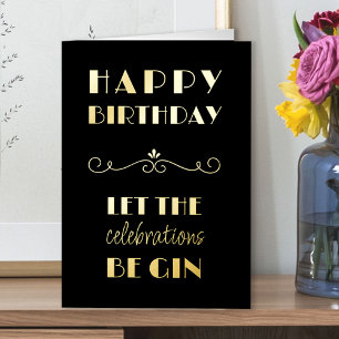 Gelukkige Verjaardag Grappige Gin Citaat Typografi Folie Wenskaart